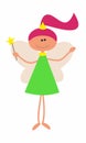 Little Cute Fairy with Magic Wand. Vector Illustration. Royalty Free Stock Photo